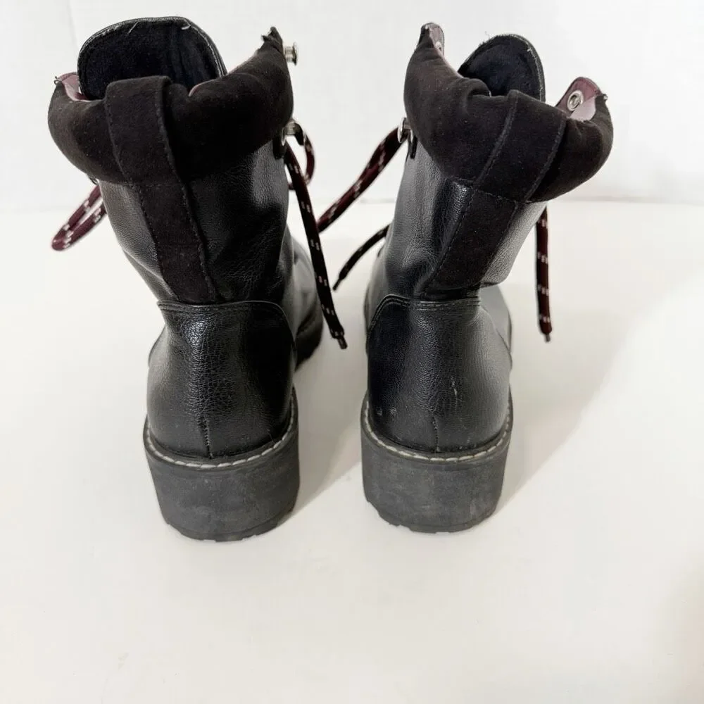 H&M Women’s Black Lace Up Fleece Lined Goth Chunky Combat Ankle Boots‎ Size 6